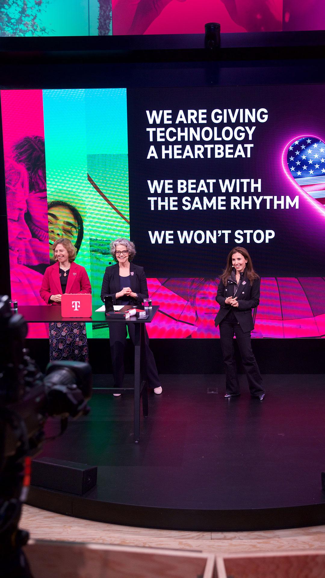 MWC 2023, Deutsche Telekom. Press conference – Magenta Keynote with Claudia Nemat, Dominique Leroy and Mishka Dehghan. 